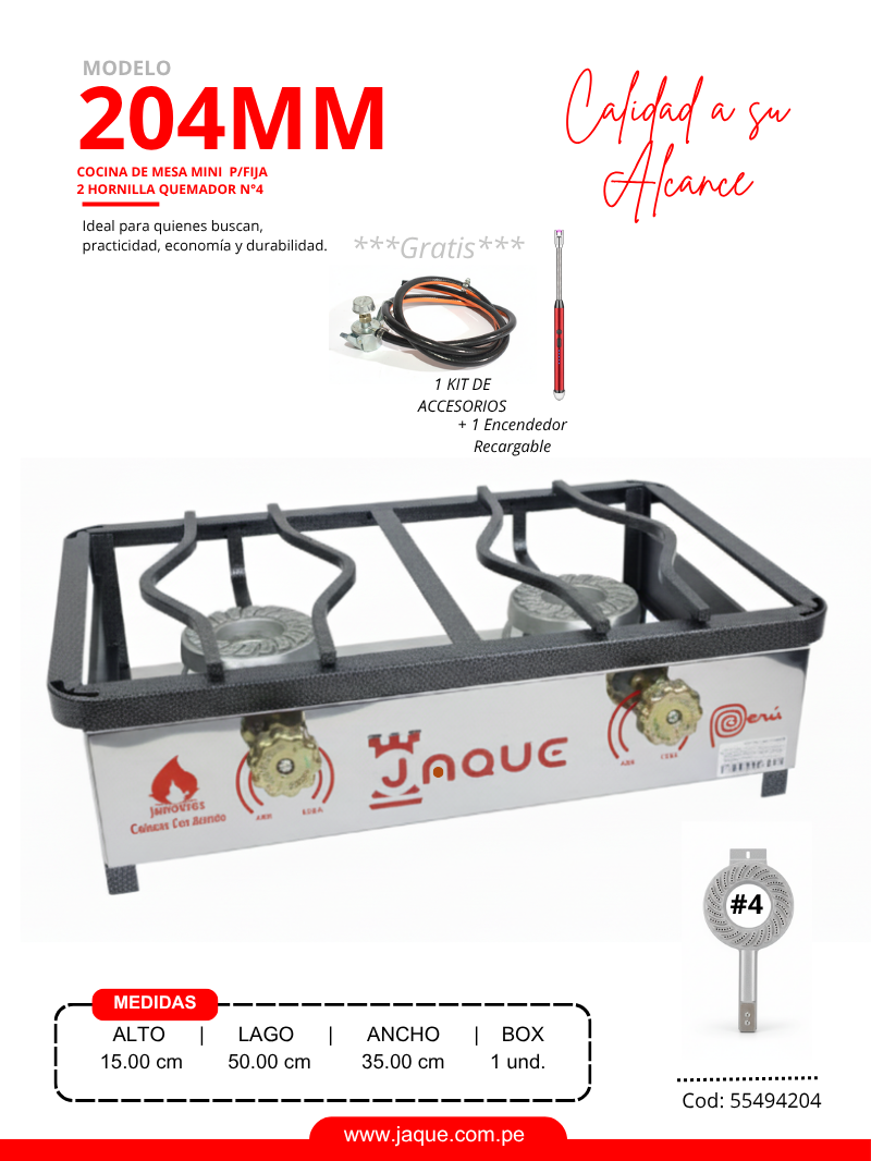 COCINA DE MESA MINI MODELO 204MM 2H Q#4 P/FIJA 50X35X15 (CMJQ4H2M)-JAQUE