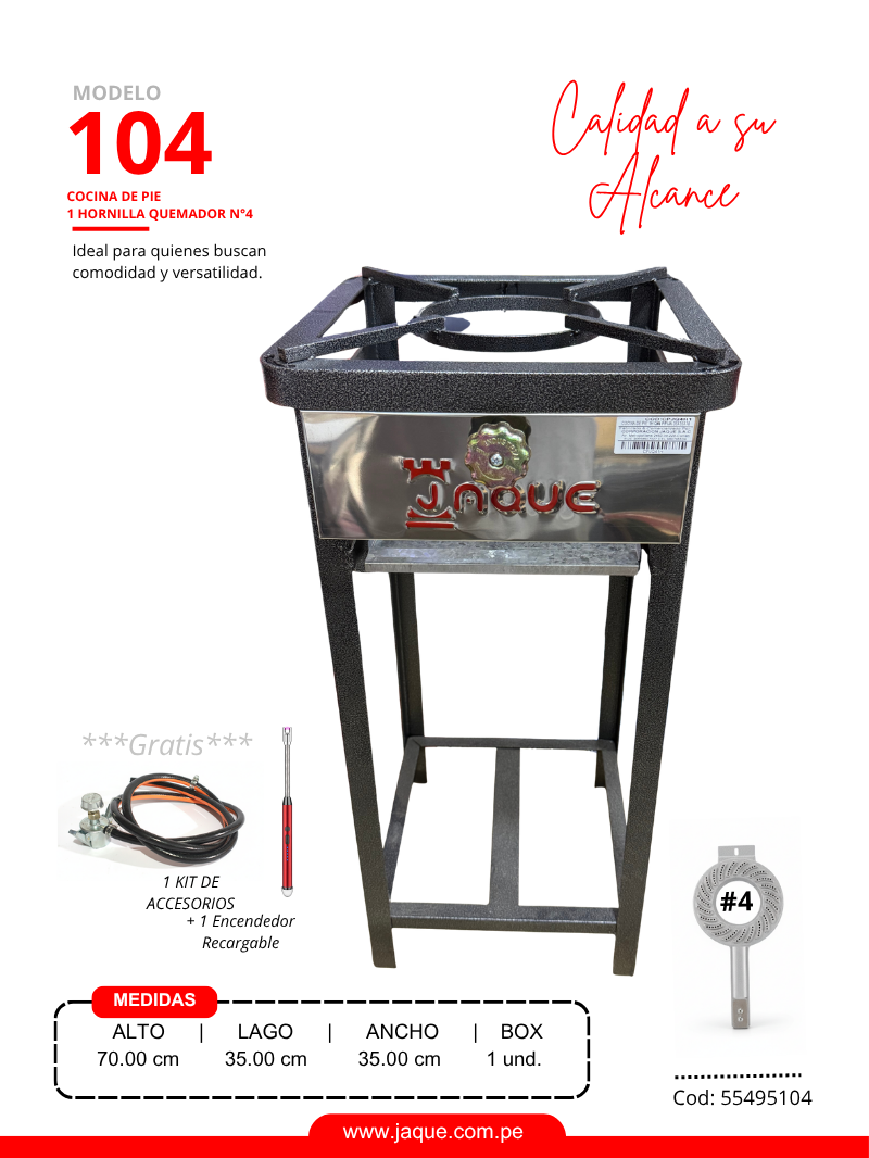 COCINA DE PIE MODELO 104 1H Q#4 P/FIJA 35X35X70 (CPJQ4H1)-JAQUE