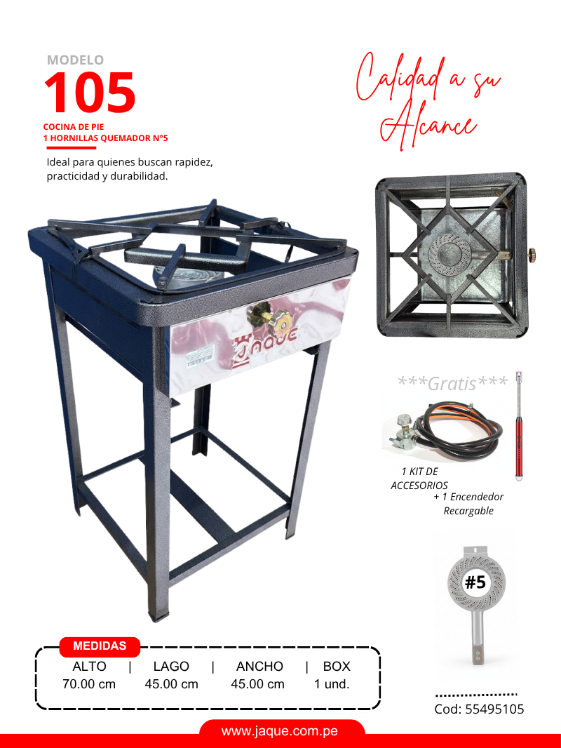 COCINA DE PIE MODELO 105 1H Q#5 P/DESMOTABLE 45X45X70 (CPJQ5H1)-JAQUE