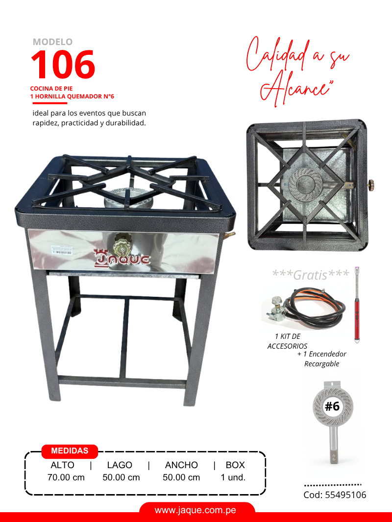 COCINA DE PIE MODELO 106 1H Q#6 P/DESMOTABLE 50X50X70 (CPJQ6H1)-JAQUE